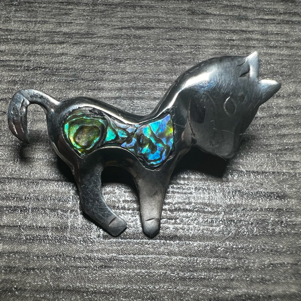Donkey Mexican sterling silver Abalone VTG pin
